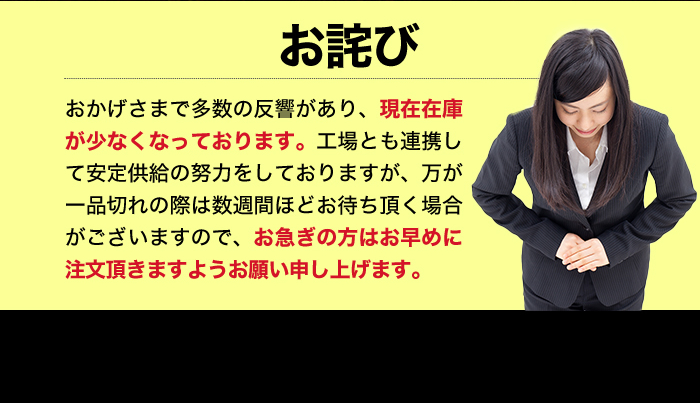 おかげさまで多数の反響があり、現在在庫が少なくなっております