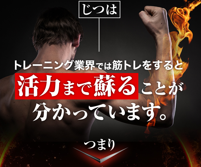 じつは、トレーニング業界では筋トレをすると活力まで蘇ることが分かっています